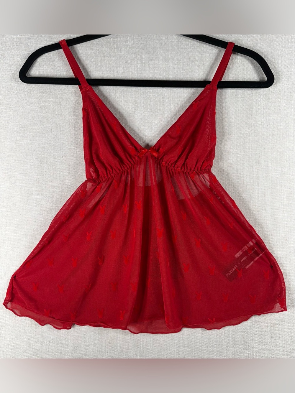 Missguided Red Sheer Mesh Babydoll Chemise play boy babydoll
